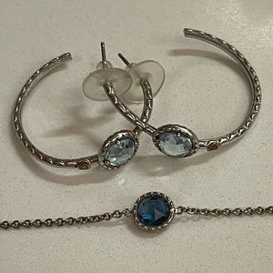 Tacori Silver/Blue Bracelet & Hoop Earrings